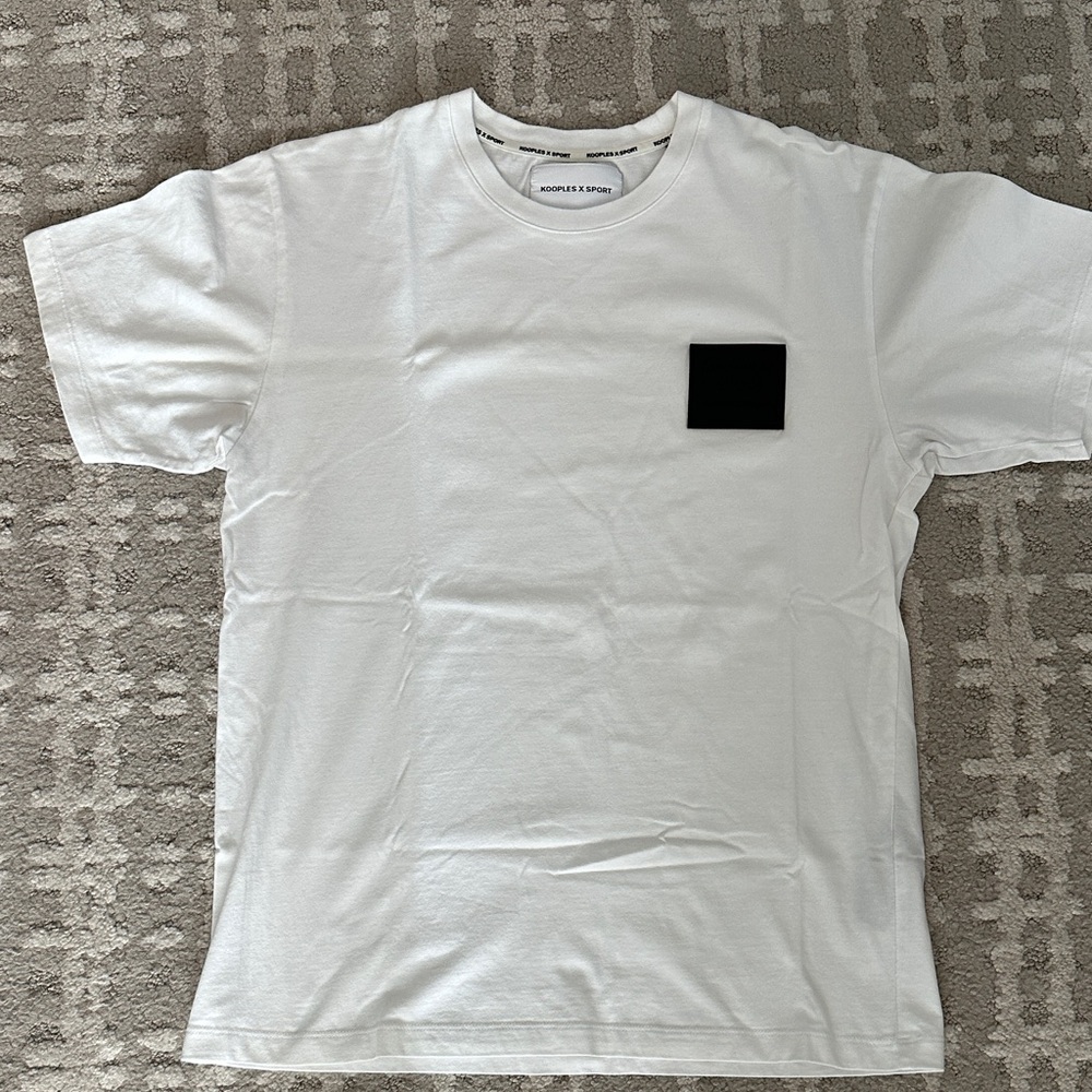 The Kooples White Tee with Black Rubber Box Logo